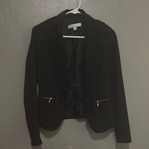 New York & Company Black Blazer with Gold Zip Accents